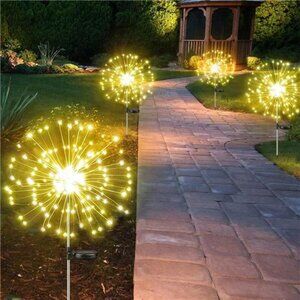 4-Pack Solar Outdoor Lights for Garden Decorations 360 LED Solar Firework Lights
